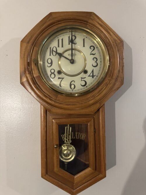 Vintage Oak Regulator Classic Manor Wall Clock Westminster Chime Quartz Pendulum