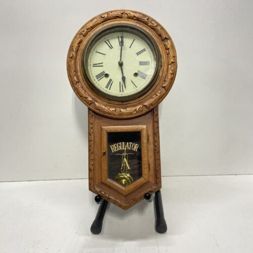 Vintage Oak Wooden Regulator Wall Clock Antique Timepiece Decor