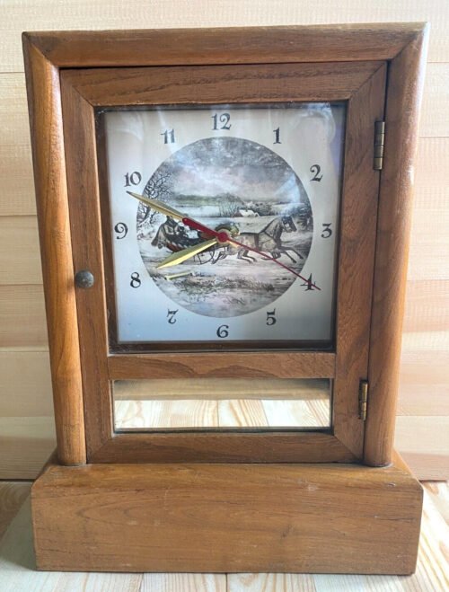 Vintage Old Wooden Wall Clock 13 X 9.75 Inches - Working Condition