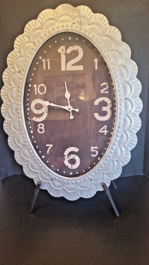 Vintage Ornate Galvanized Metal Wall Clock