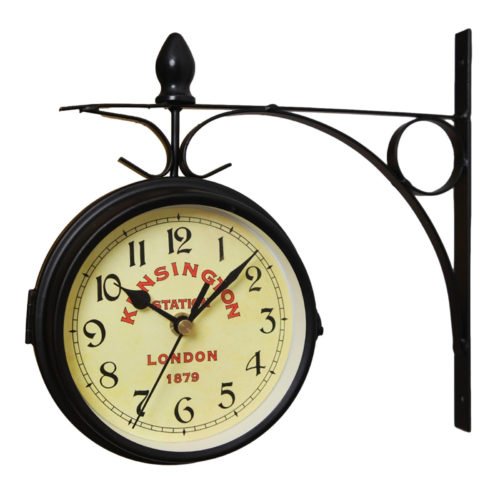 Vintage Outdoor Bracket Clock Garden Station Wall Clock Double Sided Clock