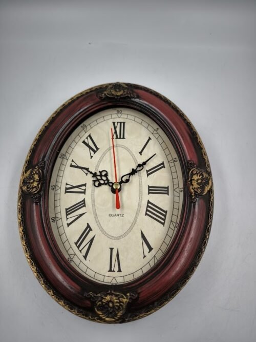 Vintage Oval Wall Clock - Working, Signs of Wear, Classic Design