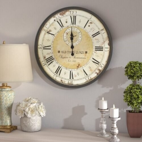 Vintage Oversized Distressed Metal Wall Clock Beautiful Quality FREE SHIPPING