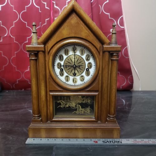 Vintage Paragon Wooden Mantel Clock Franz Hermle 351 020 Movement 19cm Germany