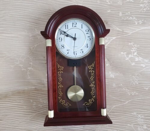 Vintage Pendulum Decorative Wall Clock Quartz Brown Home or Office