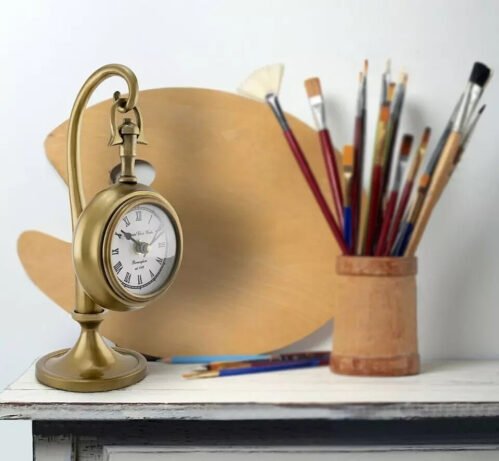Vintage Pendulum Desk Clock Antique Metal Finish Table Watch Home Decor Gift USA