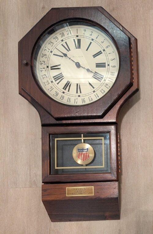 Vintage PGA Tour Golf TPC Advertising Bulova Pendulum Regulator Wall Clock Rare