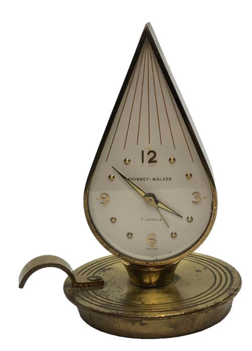 Vintage Phinney-Walker 7 Jewel Swiss Mechanical Alarm Clock Flame Candlestick