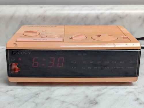 Vintage PINK Sony Dream Machine ICF-C3W Alarm Clock AM/FM Radio