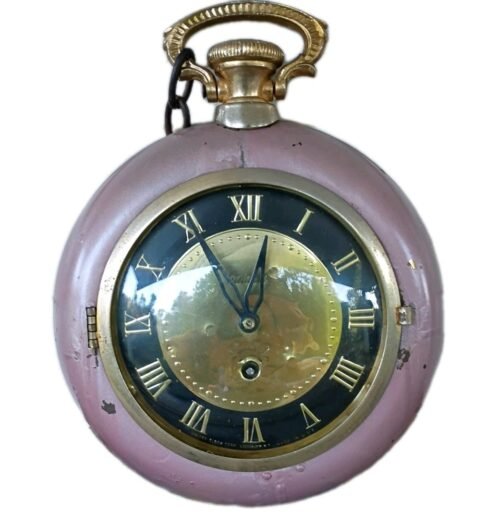 Vintage Pink United Pocket Watch Wall Clock Works