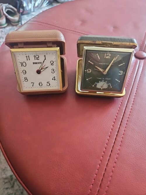 Vintage Pirtable Alarm Clocks. Equity And Westclox.