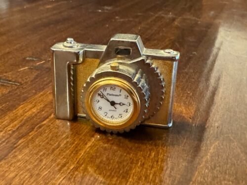 Vintage Platinum® Collectible Metal Camera Desk Clock