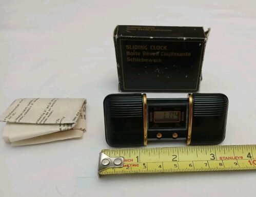 Vintage POCKET SLIDE TRAVELING QUARTZ ALARM CLOCK New Battery CIB w Manual Mini