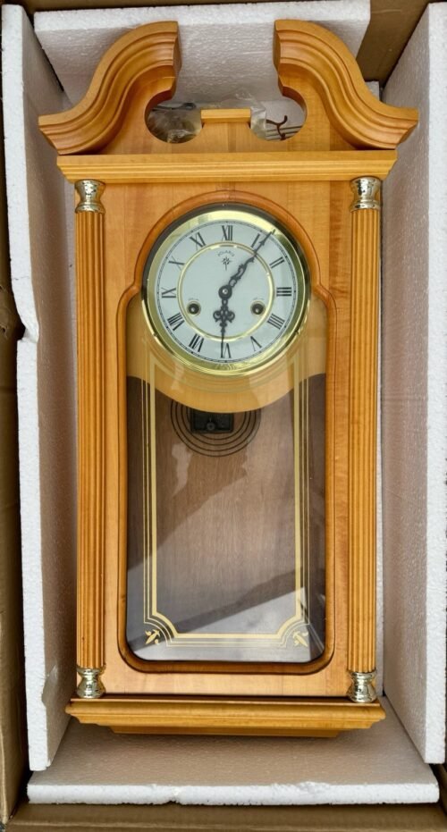 Vintage Polar 51 Wall Clock Wooden Pendulum Chime Roman Numerals