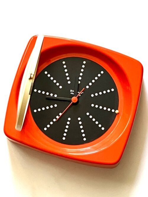 VINTAGE POP ART ORANGE WALL CLOCK GORENJE ELEKTRONIK