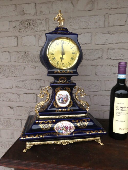 Vintage porcelain Mantel clock lion paws victorian decor