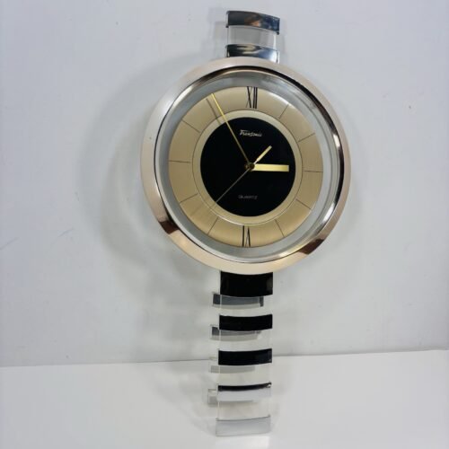Vintage Post Modern Transonic Swinging Pendulum Wall Clock - Chrome Modern Look