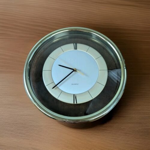 Vintage Quartz Acrylic MCM Round Wall Clock Gold Mid Century Modern 12.5” Works!