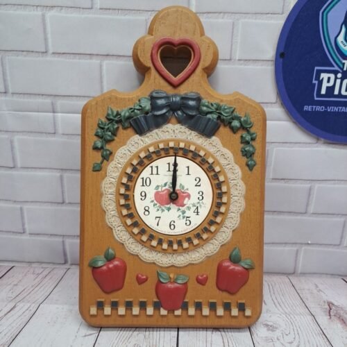Vintage Quartz Apple Wall Clock Homco Home Interiors Ivy Apples USA