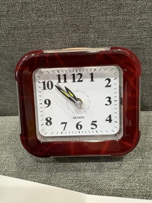Vintage Quartz New Fashion Travel Alarm Clock Maroon Plastic Tested ITEM#SP9081