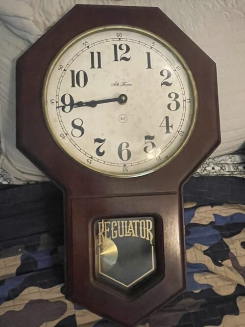 Vintage Quartz Seth Thomas Schoolhouse Regulator Wall Clock