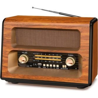 Vintage Radio Bluetooth, AM FM Radio Shortwave, 15W Crystal Speaker, Support AUX/TF...