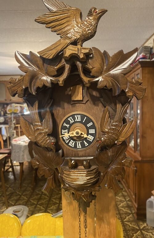 Vintage Rare 8-Day 5 Birds Brown Cuckoo Clock Germany