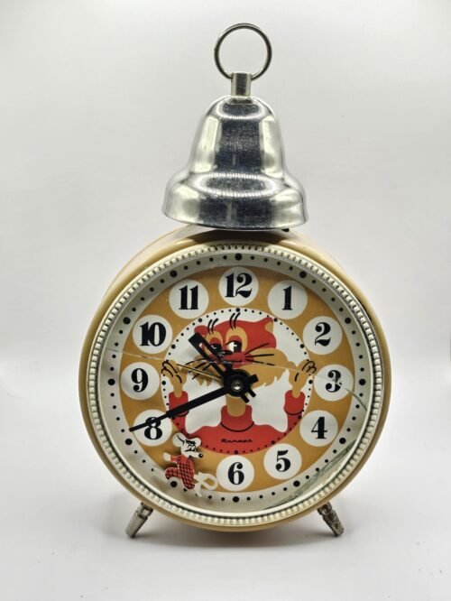 Vintage & Rare Leopold Cat & Mouse Jantar Animated 1 Bell Alarm Clock Working