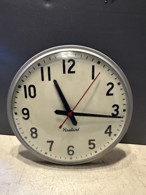 Vintage Rauland 12" Round Flush Mount Industrial School Wall Clock