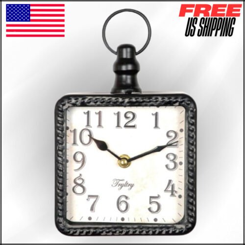 Vintage Rectangle Small Wall Clock Retro, Antique Old Design Style for Farmhouse