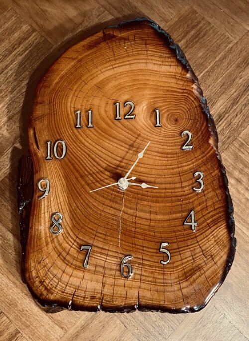 Vintage Redwood Slab Wall Clock Live Edge Rustic Wood Slice Works Great