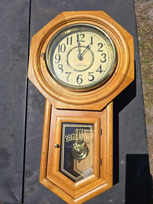 Vintage Regulator Oak Wood Chime Wall Clock
