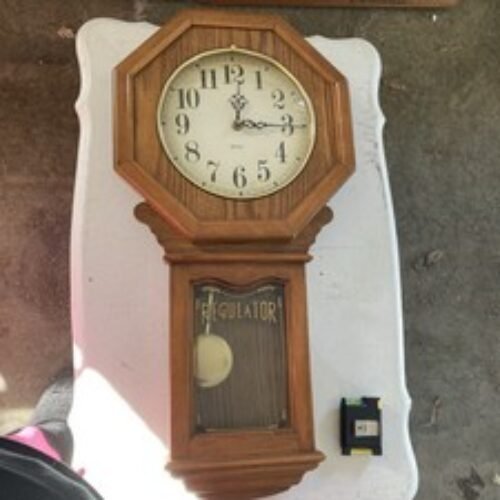 Vintage Regulator Wall Clock Needs Battery 27 Inches Long 14 Inches Wide