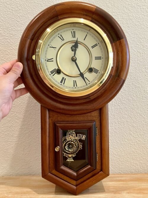 Vintage Regulator Wooden Wall Clock With Pendulum Excellent Condition