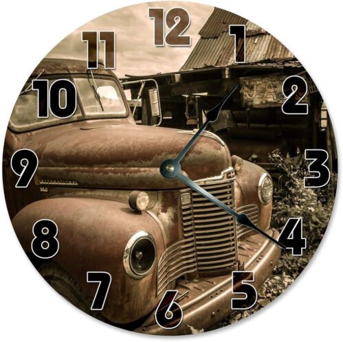 Vintage Retro CAR Clock Large 10.5" Wall Clock Decorative round Circle Clock Hom