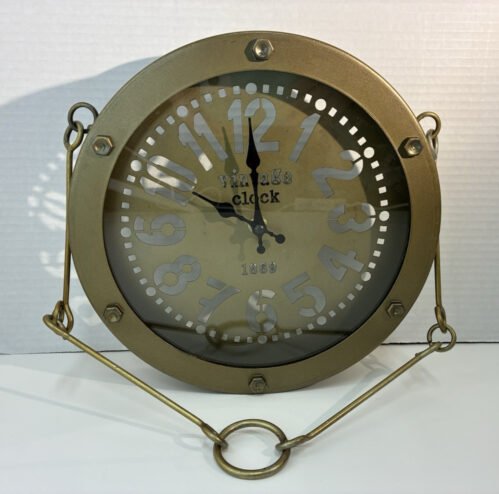 Vintage/Retro Clock 1869 Army Green Metal Wall Hanger Industrial 9.75" x 2" W