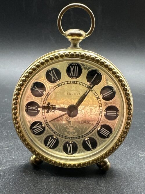 VINTAGE RETRO GERMANY EUROPA WIND UP MECHANICAL SMALL ALARM CLOCK