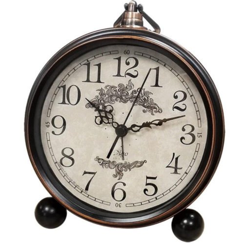 Vintage Retro Old Fashioned Alarm Clock Quiet Non-Ticking Desk Clock Home