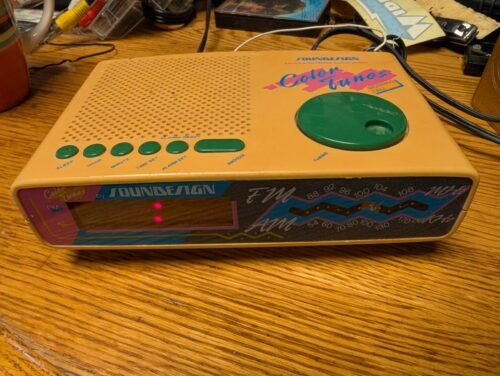 Vintage Retro Radio Clock Alarm Teal Kids Design 90s Digital Studio Prop