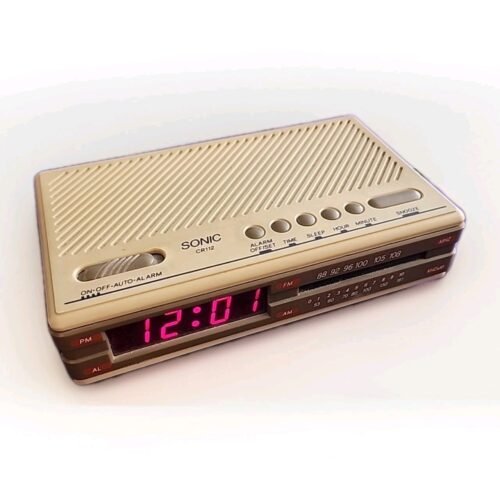 Vintage Retro SONIC CR112 AM/FM Electronic Digital Alarm Clock Radio ~ Works!