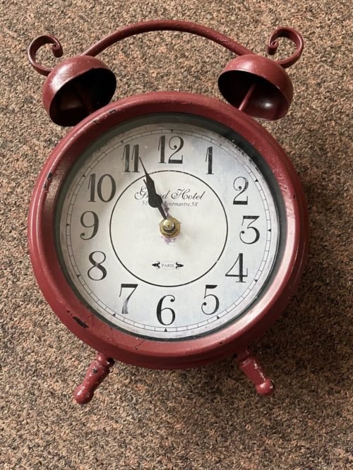 Vintage Retro Style Hotel De Ville De Paris 8" Table Mantel Clock Red Metal