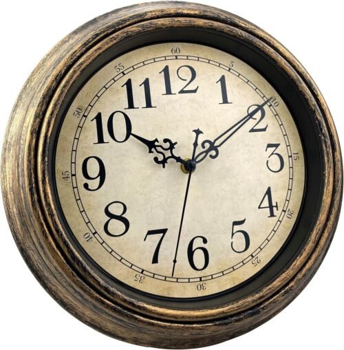 Vintage Retro Wall Clock, 10'' Non Ticking Classic Silent Vintage Wall Clock