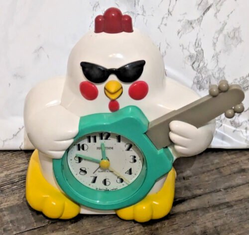 Vintage Rhythm Rock N Roll Chicken Alarm Clock Japan WORKS