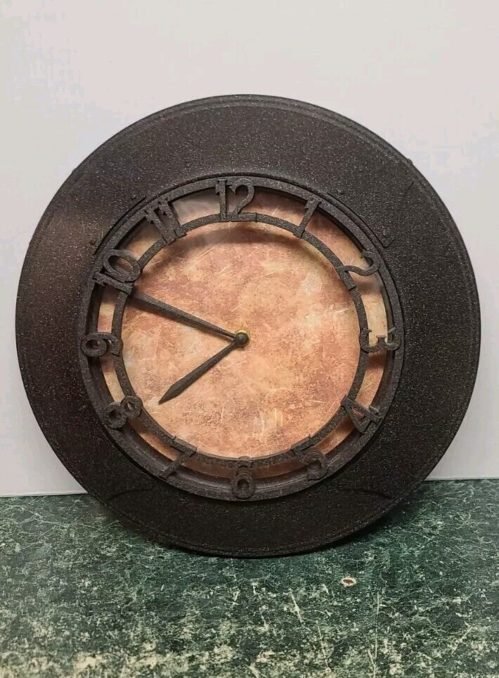 Vintage Robert Abbey Art Deco Metal Battery Wall Clock Quartz Works MCM
