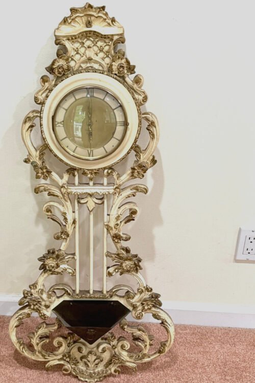Vintage ROCOCO Ornate Mid Century Italian wood Wall Clock