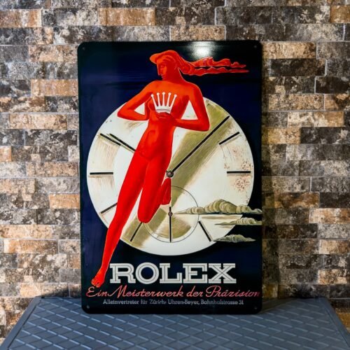 Vintage ROLEX German Red Goddess Timepiece Heavy Metal Sign– 24"x16"(60x40 cm)