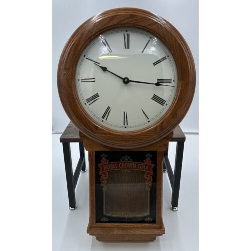 Vintage Royal Crown Cola Wood and Glass Wall Pendulum Clock Wisconsin Clock Co