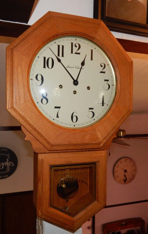 Vintage Saint Charles Westminster Chime Regulator 8-Day Wall Clock Oak