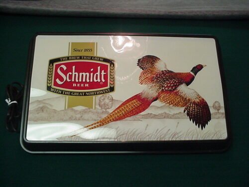 Vintage Schmidt Beer Brewery Pheasant Wall Lighted Sign Works Very Good NICE