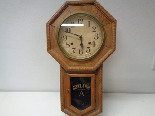 Vintage Schoolhouse Regulator Octagon A Wall Clock